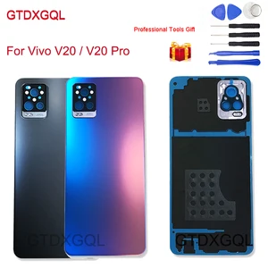 original new glass back door cover for vivo v20 v20 pro rear battery housing mobile phone case replacement spare parts free global shipping