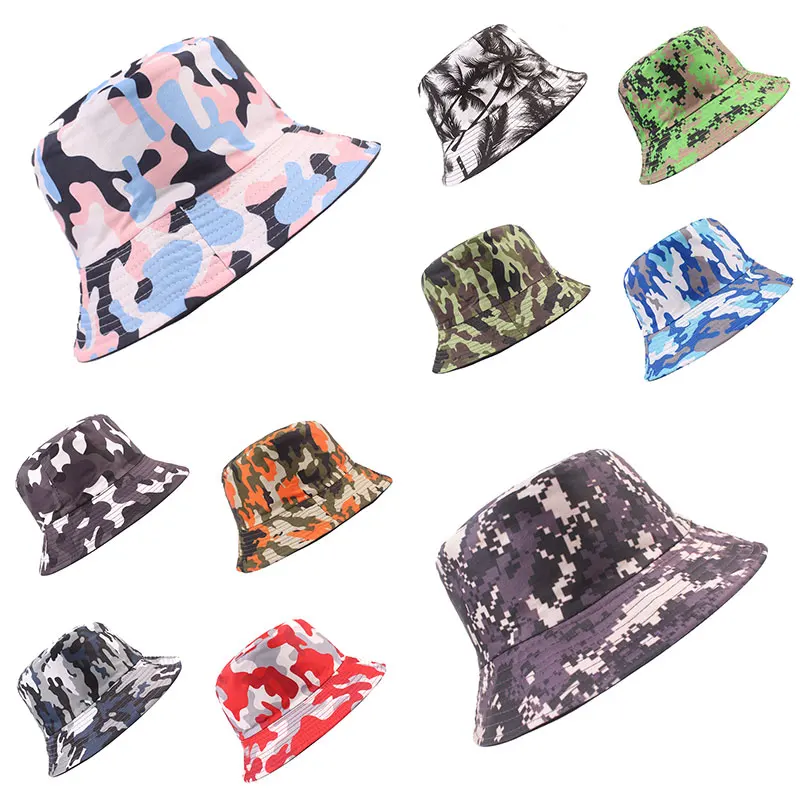 

Summer Beach Cool Camouflage Print Fisherman Hat Casual Sunscreen Breathable Unisex Bucket Cap Round Hats Clothing Accessories