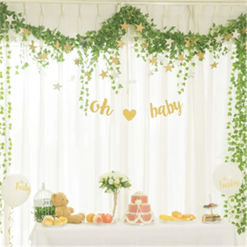 

Artificial Ivy Leaf Vine 6.8ft Green Leaves Hanging Garland Fake Foliage Flowers Home Kitchen Garden Office Wedding Wall Decor