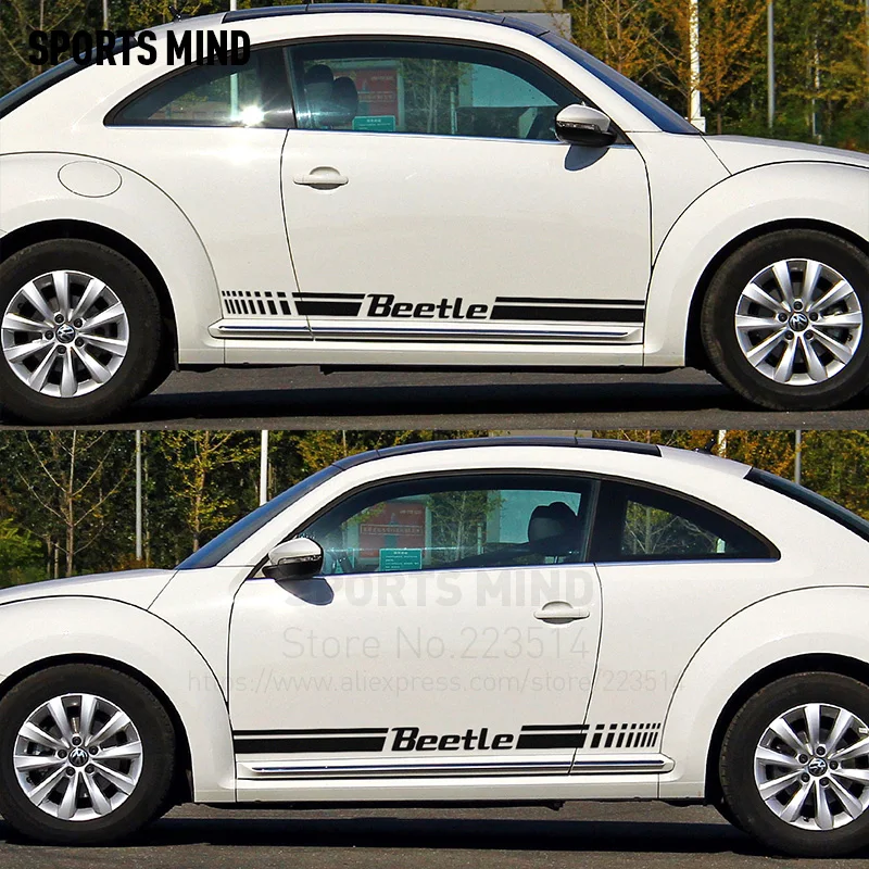 

1Pair Auto Doors Side Stripe Car Sticker Decal Automobiles Waist Line Sticker Car Styling For Beetle Rline Car Accessories