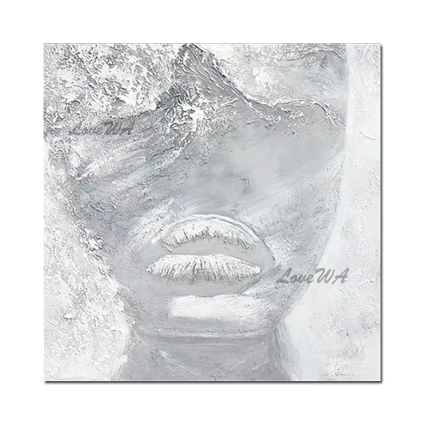 

Abstract Woman Face Oil Painting Hand Painted Heavy Textured Abstract Canvas Wall Art Unframed Modern Bedroom Decoration Art