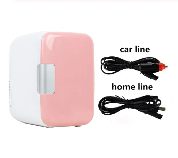 Pink -Home Car Use 4L косметические нагревательные холодильники морозильник охладитель теплее холодильное и тепло Личное домашнее использование низкий голос - Цвет: Pink -Home Car Use