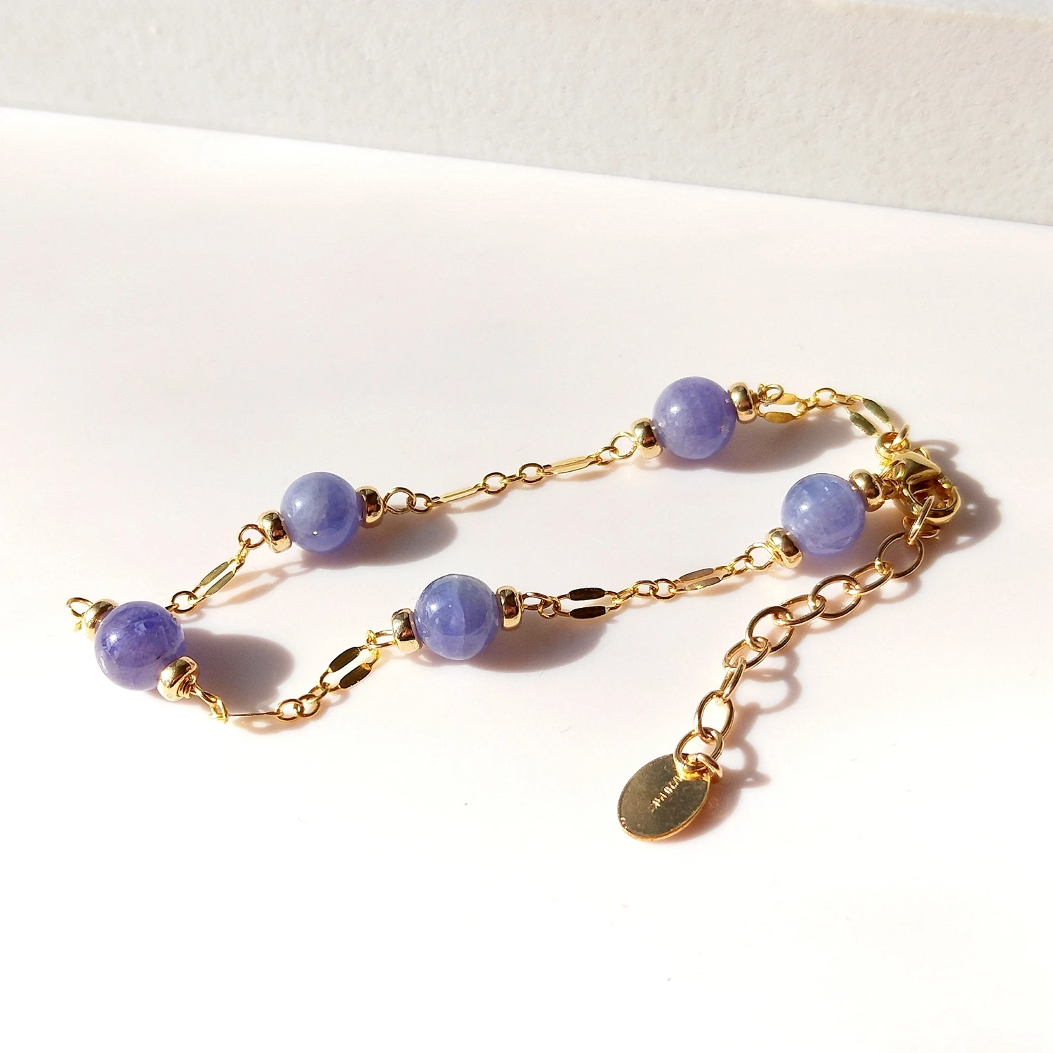 

Lii Ji Tanzanite 6mm14K Gold Filled Chain Bracelet Natural Gemstone Handmade Jewelry 17.5+3cm For Women Gift