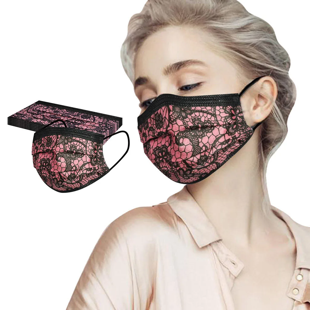 10 шт. одноразовая маска для лица модная кружевная защитная рта взрослых