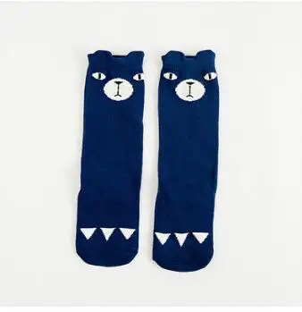 Blue bear Ножка для маленьких девочек, более теплое колено, высокие кроссовки, одежда из хлопка с персонажами из мультфильмов, теплые детские сапоги унисекс для малышей, гетры с героями мультфильмов - Цвет: Blue bear