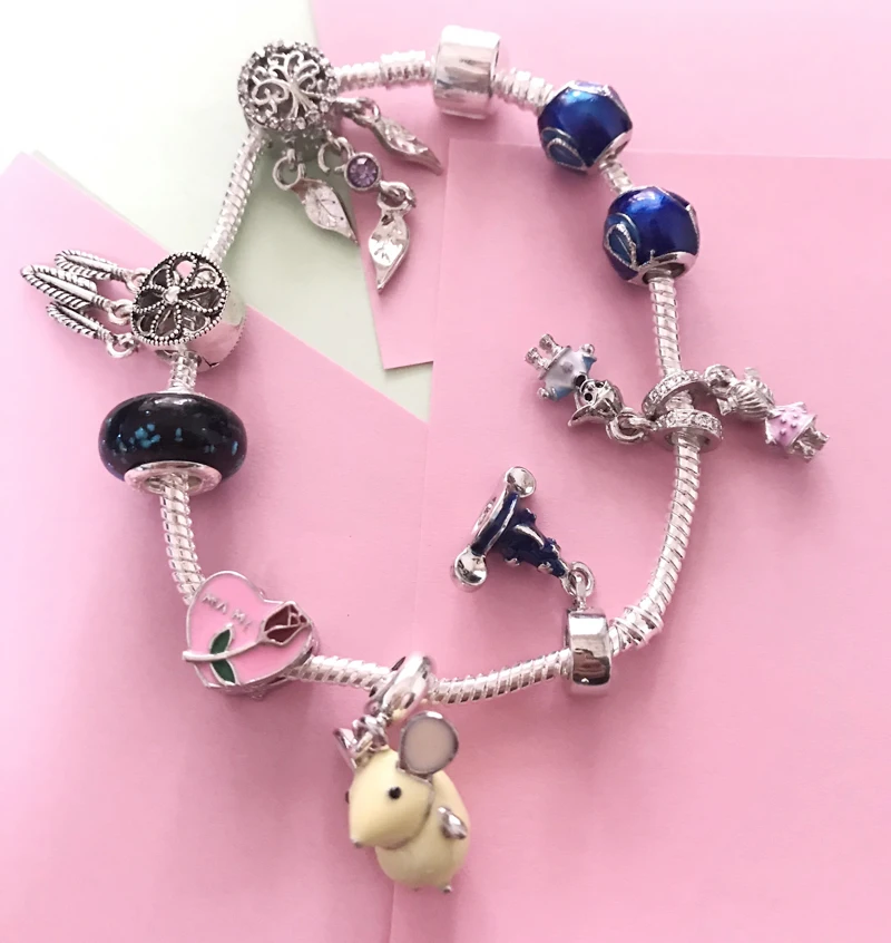 Оригинальные 925 Серебряные Подвески Бусины Подходят для Pandora Подвески браслет ожерелье для женщин Изготовление ювелирных изделий Аксессуары L011