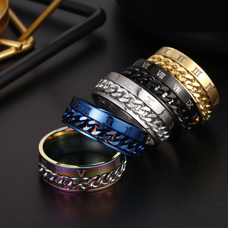 Кольцо-Спиннер унисекс из нержавеющей стали 8 мм черного и синего цвета |