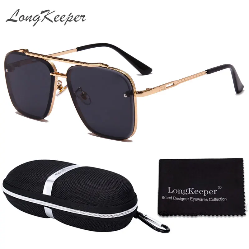 

Rimless Pilot Sunglasses For Men Luxury Women Goggle With Zipper Box Alloy One Piece Eyeglasses Gafas De Sol Hombre Gift Set
