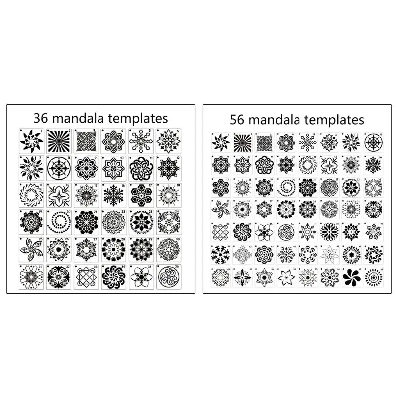 

56 Pack Mandala Dot Painting Templates Stencils, Small Mandala Template Stencils