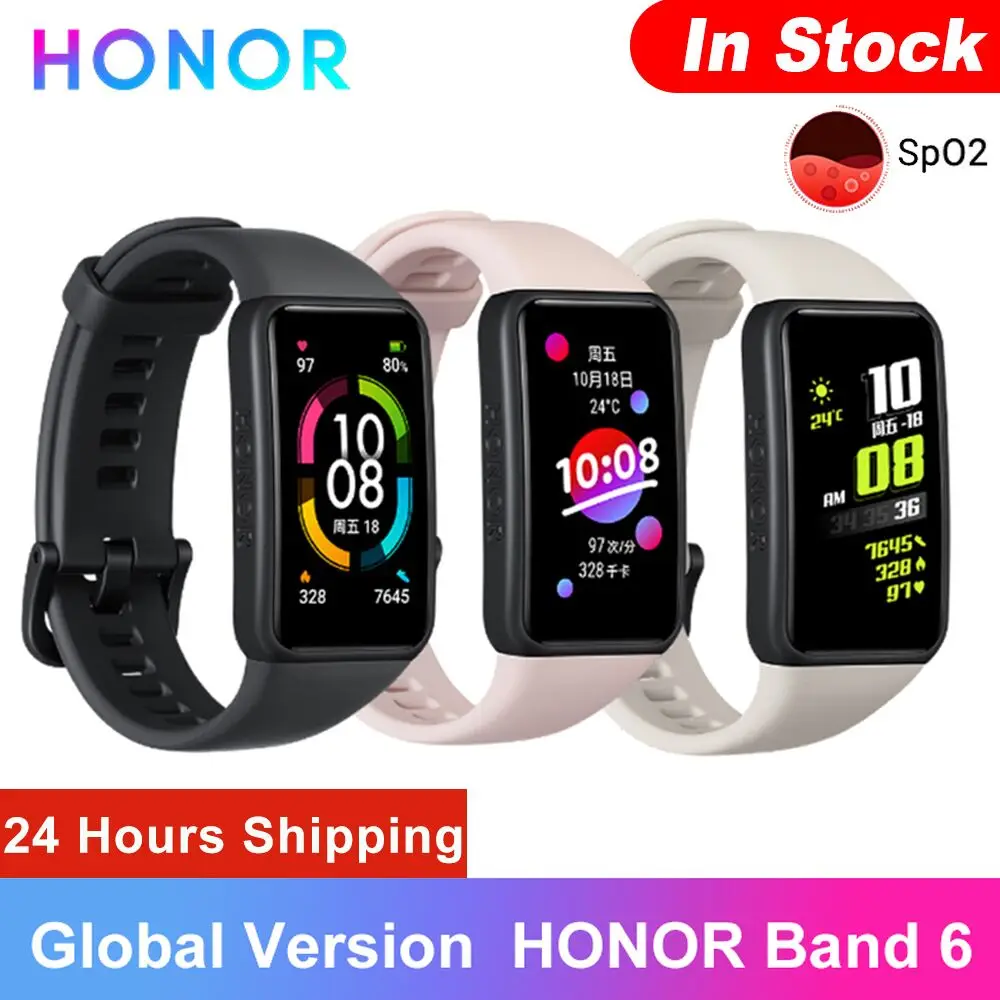 Оригинальный Honor Band 6 глобальная Версия смарт браслет Водонепроницаемый Bluetooth
