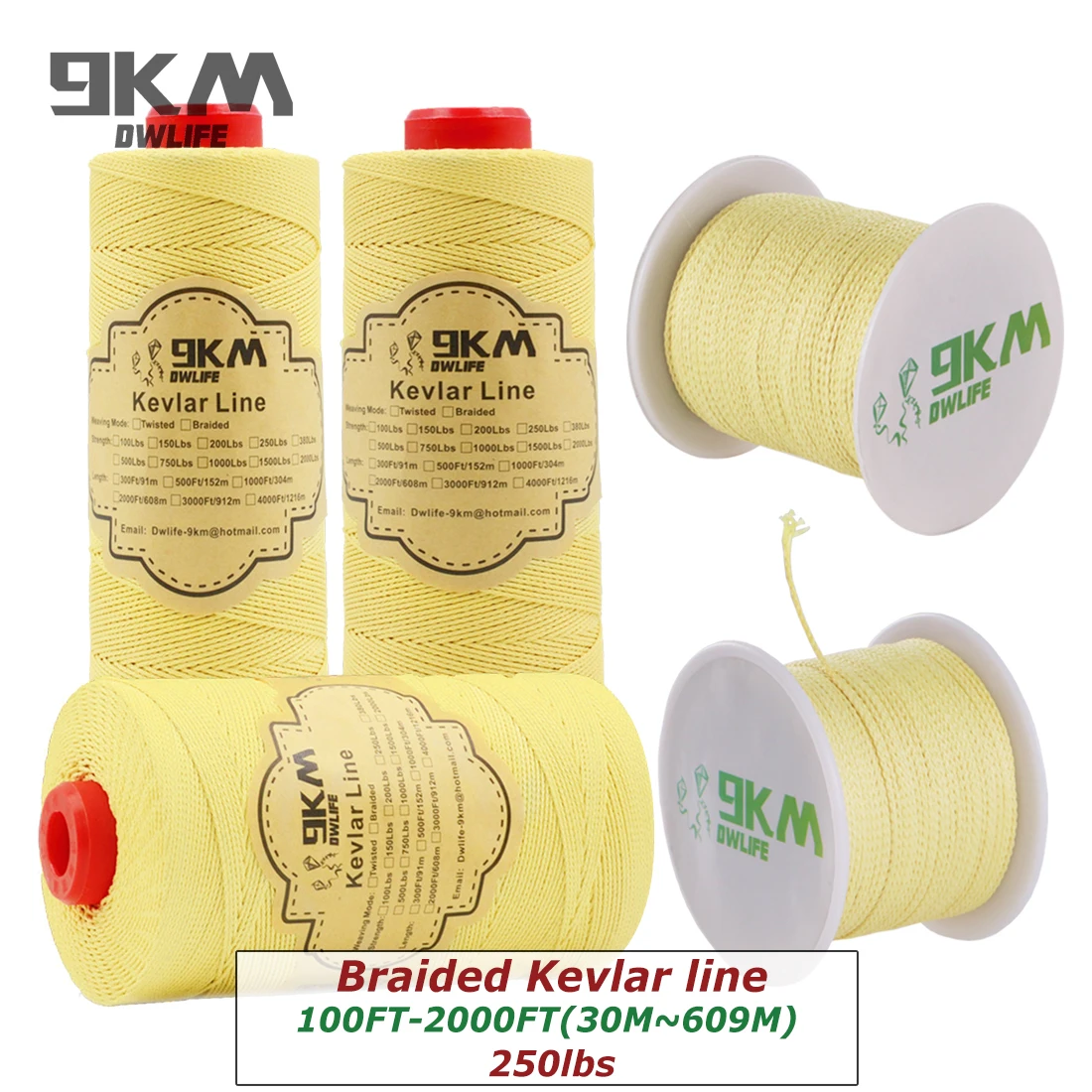 

250lbs Braided Fishing Assist Line High Strength Kevlar Line Cut-Resistant Kite Line Outdoor Refractory Camping Tent Rope 1.1mm