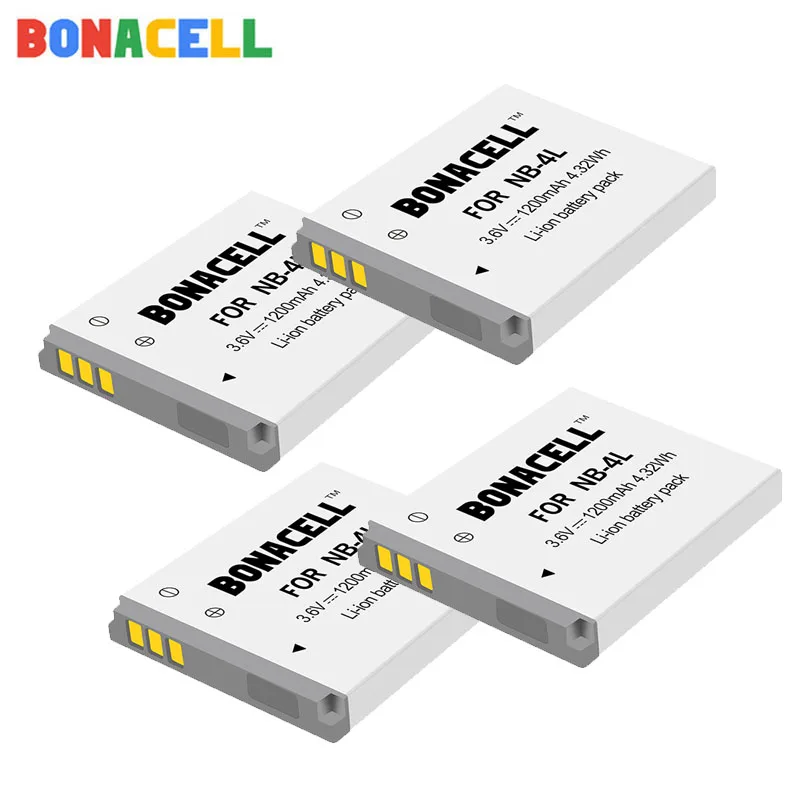 Bonacell 1.2Ah NB 4L NB4L Аккумуляторы для Canon IXUS 30 40 50 55 60 65 80 100 I20 110 115 120 130 IS 117 цифровой