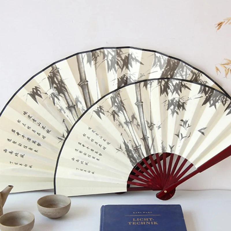 

Chinese Style Classical Man Fan 10inch Double-sided Calligraphy Decorative Fan for Dancing Cosplay Wedding Party Decoration