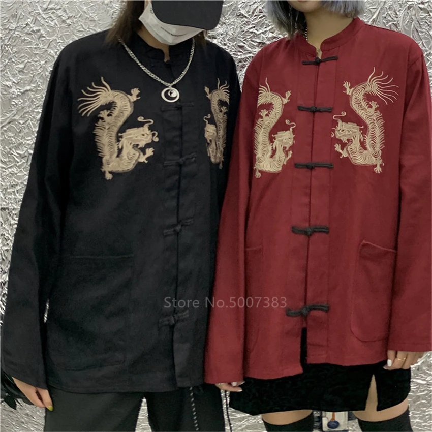 

Dragon Haori Japanese Style Harajuku Kimono Cardigan Coat Men Samurai Costume Women Girl Collar Fashion Emboridery Asian Clothes