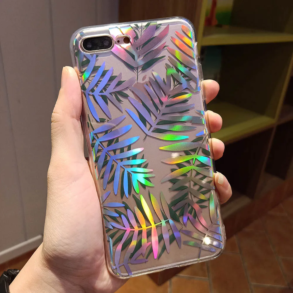 Модный градиентный Радужный лазерный чехол для iPhone 11 Pro XS Max Xr Прозрачный жесткий чехол Fundas для iPhone 8 7 6S Plus акриловый чехол