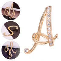 a z letter brooch women men rhinestones crystal silver color english alphabet metal pins cute jewelry accessories christmas gift