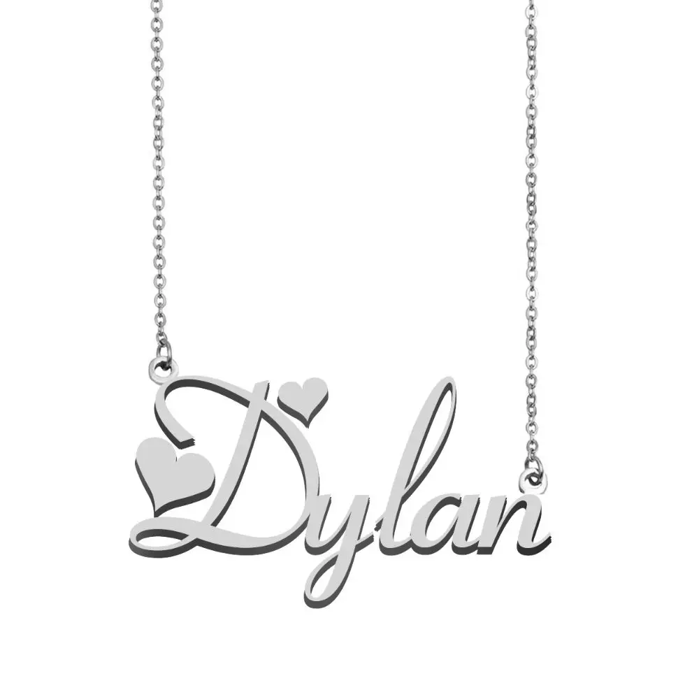 

Dylan Name Necklace Personalised Stainless Steel Women Choker Gold Plated Alphabet Letter Pendant Jewelry Best Friends Gift