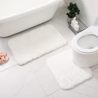 White Bathroom Bath Mat Set Anti-skid Toilet Rugs U-Shape Rectangle Floor Carpets For Bathtub Side Entrance Doormat Shower Room