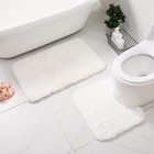 Набор белых ковриков для ванной комнаты, Противоскользящие коврики для унитаза, U-образные прямоугольные напольные коврики для ванны, бокового входа, придверного коврика, душевой