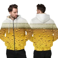 ogkb winter couple outwears tracksuits new harajuku womenmens printed fresh beer 3d zip hoodies homme mens fleece jackets 6xl