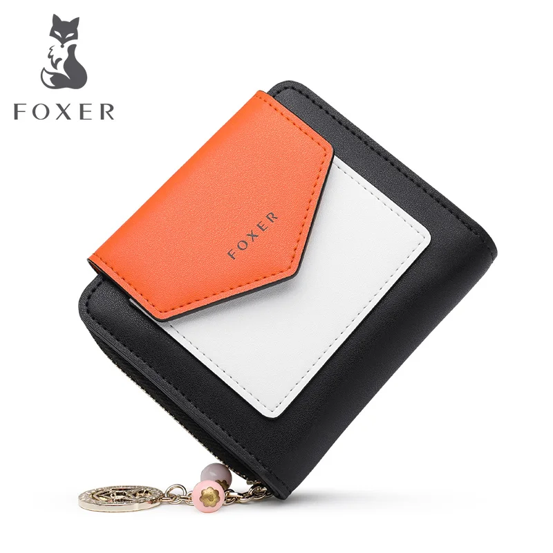 Женский кошелек FOXER модный с карманом для монет чехол карт из воловьей кожи