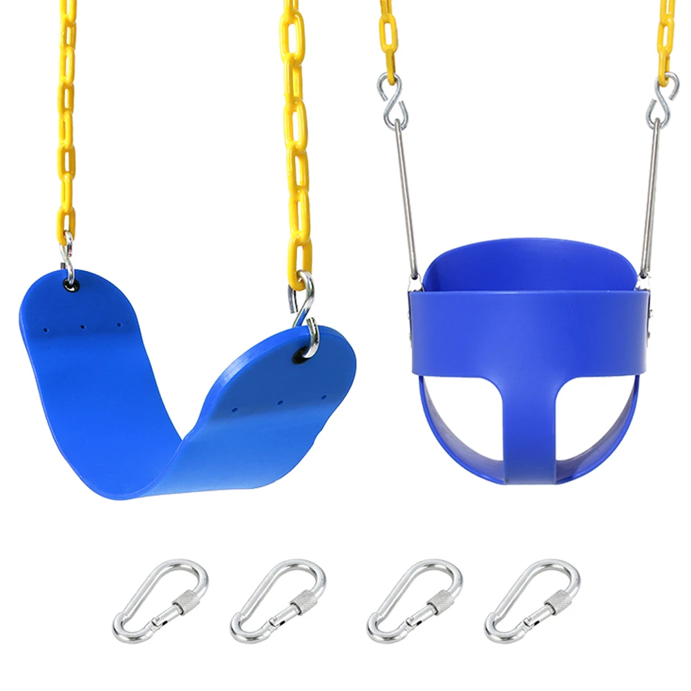 

Full Bucket Toddler Swing Heavy Duty Swing Set with EVA Seats Plastic Coated Chain Snap Hooks Carabiners Playground Swing Seat