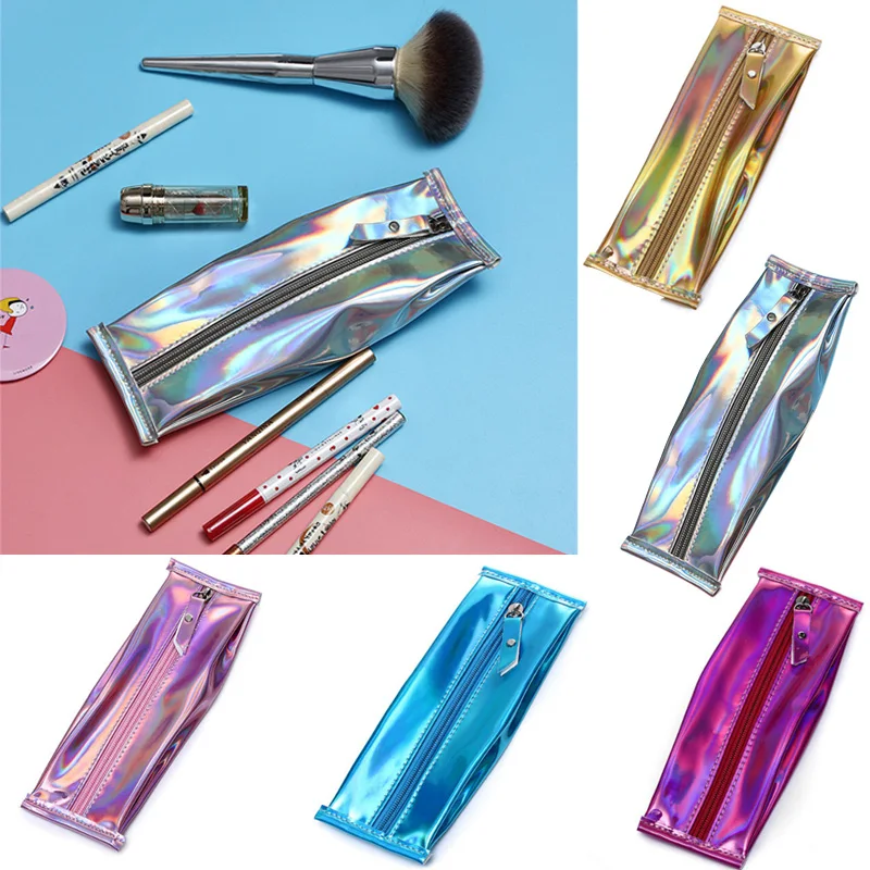 

1Pc PVC Cosmetic Bags Womens Makeup Bag Hologram Laser Cosmetic Case Toiletry Portable Beauty Pouch Capacity Travel Makeup Box