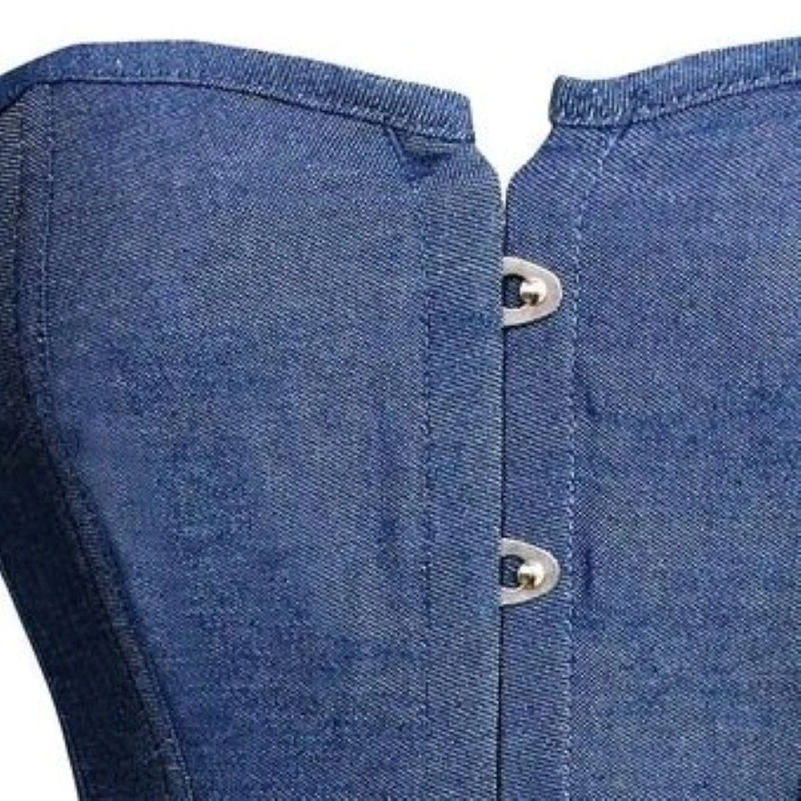 Женский сексуальный синий джинсовый корсет с пряжкой готический без бретелек