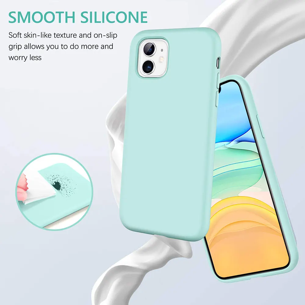 Liquid Silicone Case For Apple iPhone 11 Pro Max X XR XS 8 Plus 7 6 6S SE 2 2020 SE2 Phone Cover Mint Green no logo Accessories | Мобильные