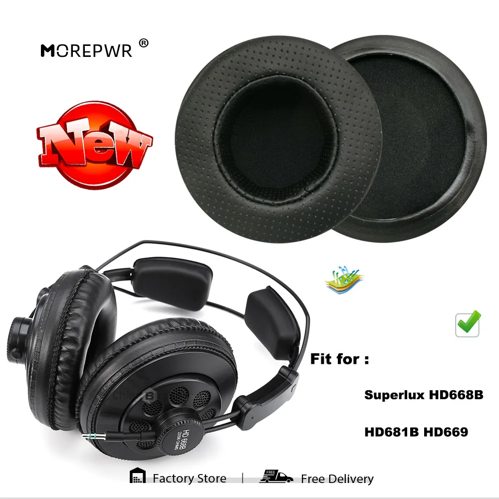 

Morepwr New upgrade Replacement Ear Pads for Superlux HD668B HD681B HD669 Headset Parts Leather Cushion Velvet Earmuff Headset