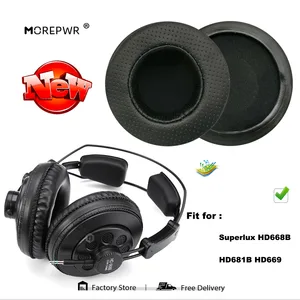 Morepwr New upgrade Replacement Ear Pads for Superlux HD668B HD681B HD669 Headset Parts Leather Cushion Velvet Earmuff Headset