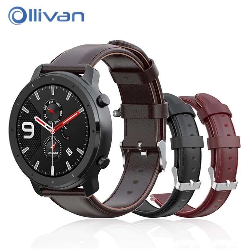20 мм/22 мм ремешок для часов из натуральной кожи Huami Amazfit Bip Gts Gtr 42 47 Stratos 3 Pace