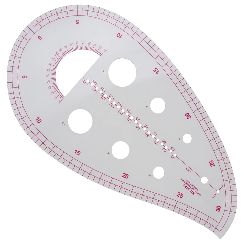 6460 SplIne Sewing Patchwork Feet Tailor Yardstick Cloth Cutting Rulers Plastic Transparent French Curve Ruler |