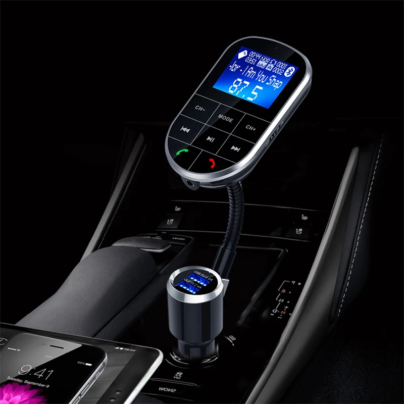 FM модулятор Bluetooth 4,2 MP3 музыкальный плеер Автомобильный комплект fm-передатчик Bluetooth радио передатчик AUX модулятор двойной usb зарядка