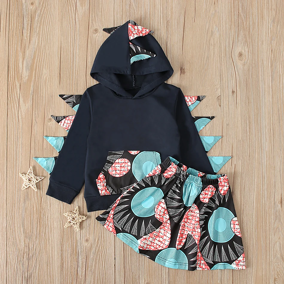 

Новинка, детский трехмерный топ с динозавром, детский осенний комплект для девочек, одежда для маленьких девочек, весенние комплекты с юбко...