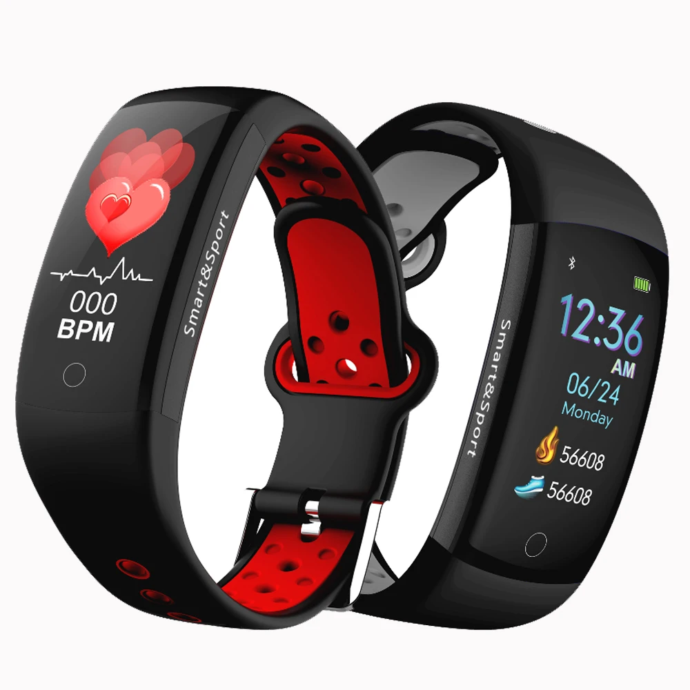 Смарт браслет Q6S с монитором кровяного давления пульсометром цветными 3D