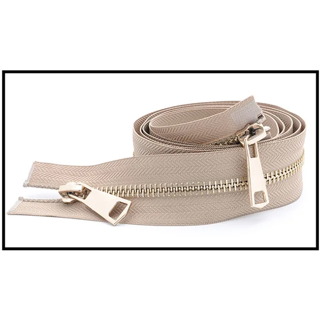 GoldKhaki Meetee 120 см 5# двойной слайдер застежки-молнии для шитья открытая металлическая молния Gunblack зубы куртка молния DIY 13 цветов A3-9 - Цвет: GoldKhaki