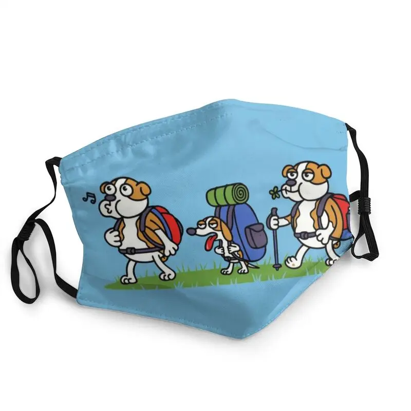 

Funny Cartoon Beagle Trekking Non-Disposable Face Mask Men Women Animal Dog Mask Protection Cover Respirator Mouth Muffle