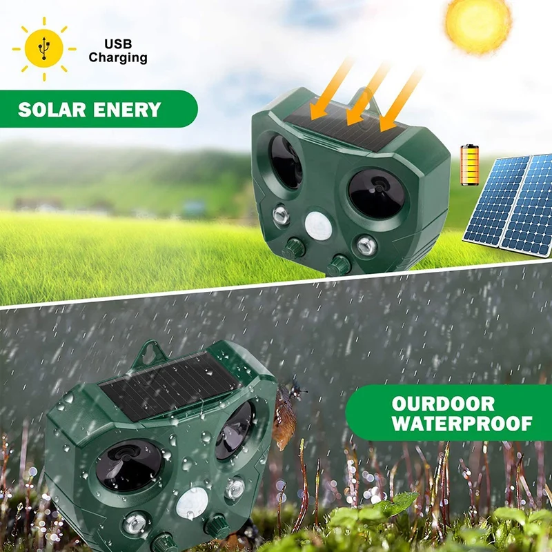 

Solar Ultrasonic Animal Repeller, Solar Waterproof Outdoor Animal Repeller, Scare Away Wild Animals Like Deer Raccoon