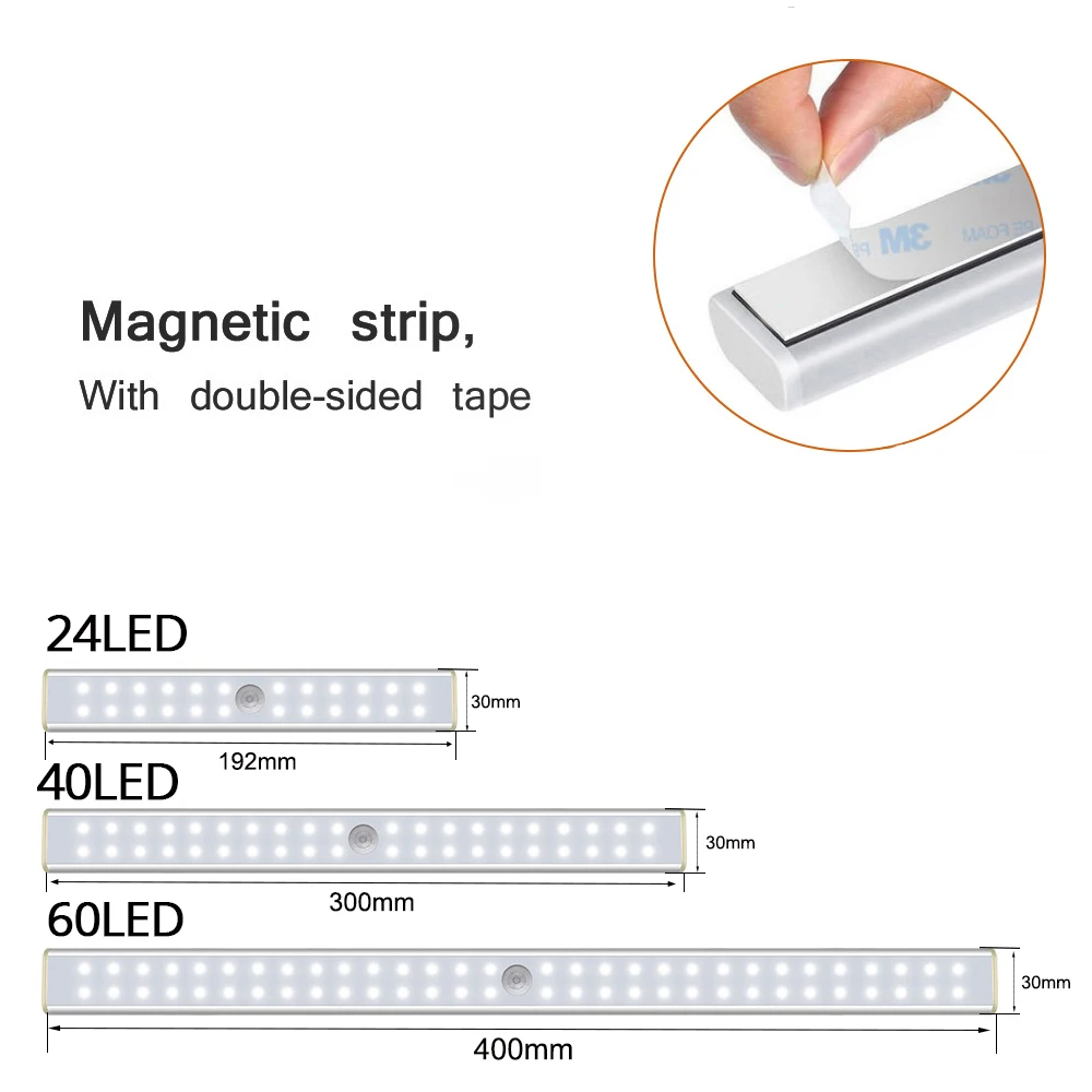 under cabinet 6 10 24 40leds night light motion sensor closet light kitchen bedroom lighting wall lamp with magnetic strip led free global shipping