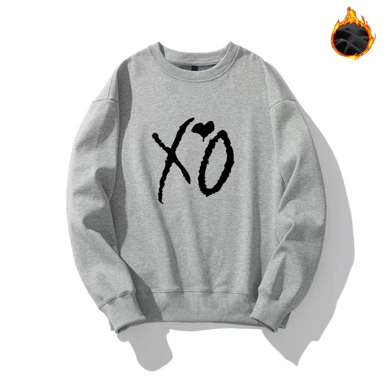 

Модные толстовки XO, однотонная уличная одежда с принтом для мужчин и женщин, толстовки большого размера, худи, топы в стиле Харадзюку, спорти...