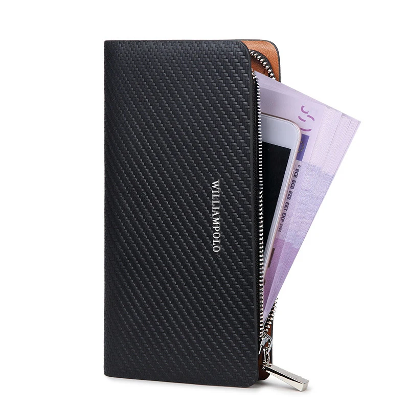 Мужской кошелек из 100% кожи WILLIAMPOLO длинный вязаный бумажник с узором 2019|leather wallet