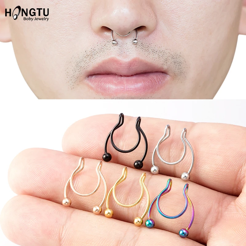 

1-5pcs Non Piercing Fake Nose Ring Hoop Septum Rings Nose Piercing Fake Surgical Steel Fake Piercing Nose Piercings Jewelry 20G