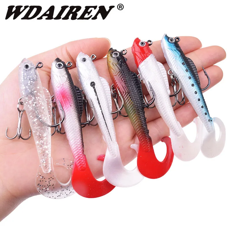 1PCS Swim Tail Fishing Lures Jig Wobblers Soft Baits 85mm 8.5g Artificial Silicone Bait for Sea Bass Carp Spoon Fishing Tackle