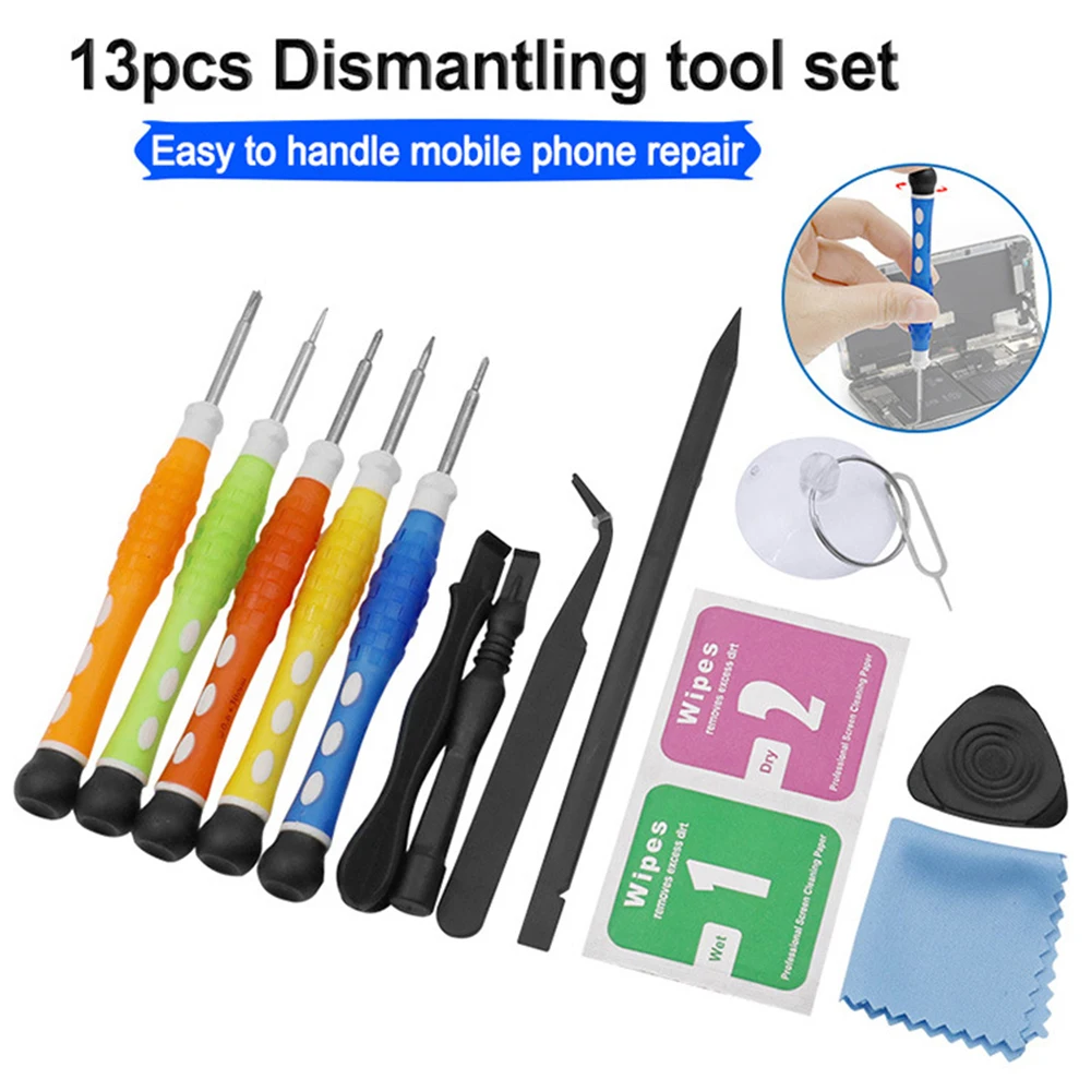 

13pcs Mobile Phone Repair Tools Disassembly Pry Bar Suction Cup Screwdriver Hand Tool Dismantling Tool Set