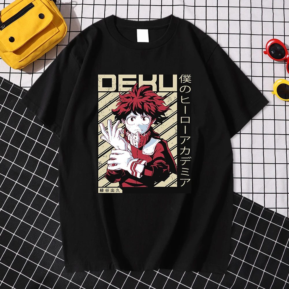 

Футболка с японским аниме Моя геройская Академия Deku Midoriya Izuku, брендовая летняя крутая тонированная футболка с коротким рукавом, Мужская фут...
