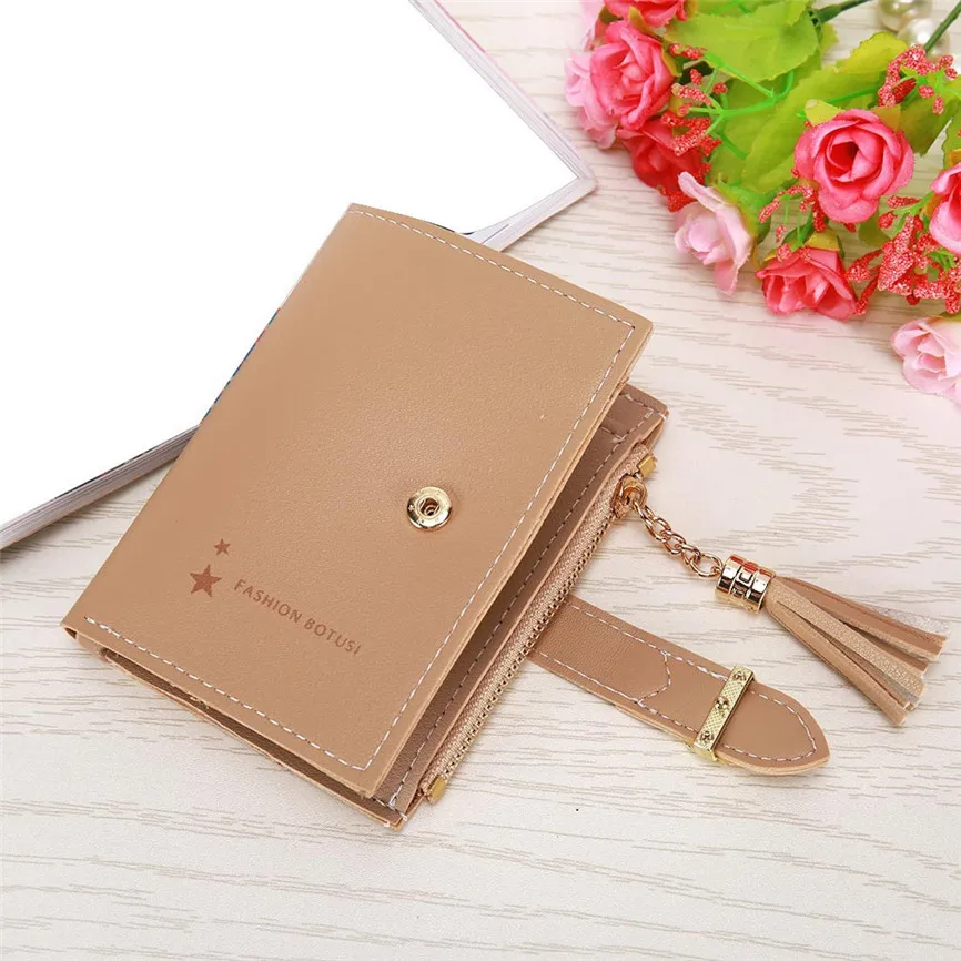 Женский бумажник ретро женский кошелек с пряжкой кисточка два сложения монета