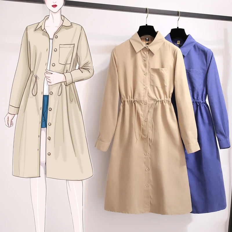 

Korean Version Of Ins2019 Autumn And Winter Fat Mm200 Jin Foreign Style Aging Cashmere Shirt Dress