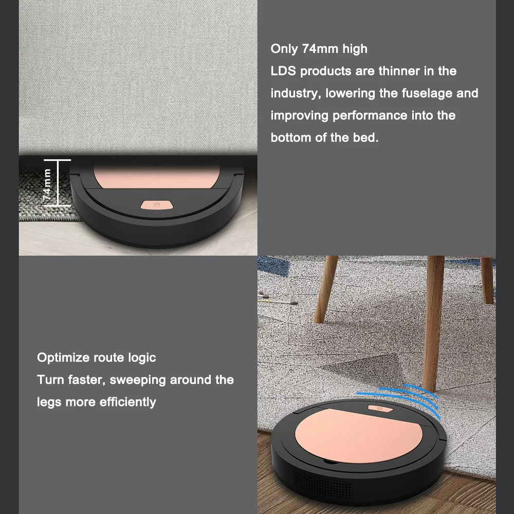 

Robot vacuum cleaner sweeps the floor and disinfects the wet mop for automatic charging of hard floors and carpets