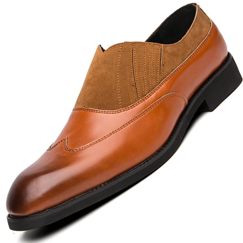 Social Shoe Male Slip on Shoes Men Leather Italian Formal Elegant Flat Party Dress Fitness Brown Black Grey | Обувь